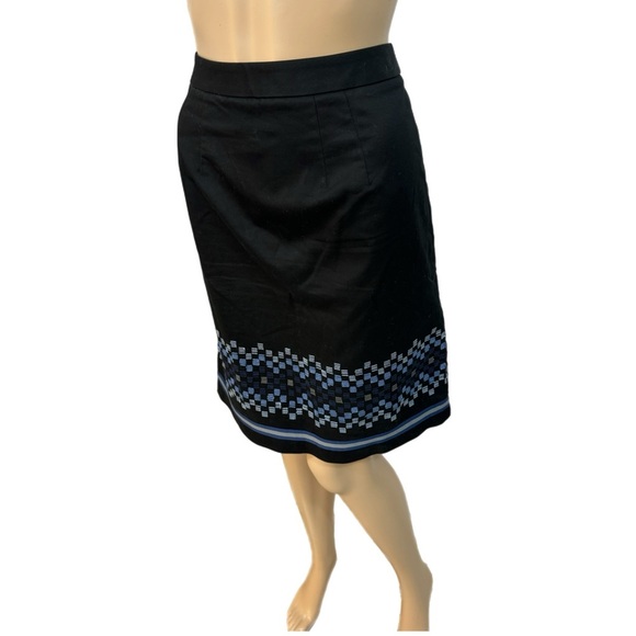 Ann Taylor LOFT Women’s Black Embroidered A Line Skirt Classic Professional Sz S - Picture 7 of 12